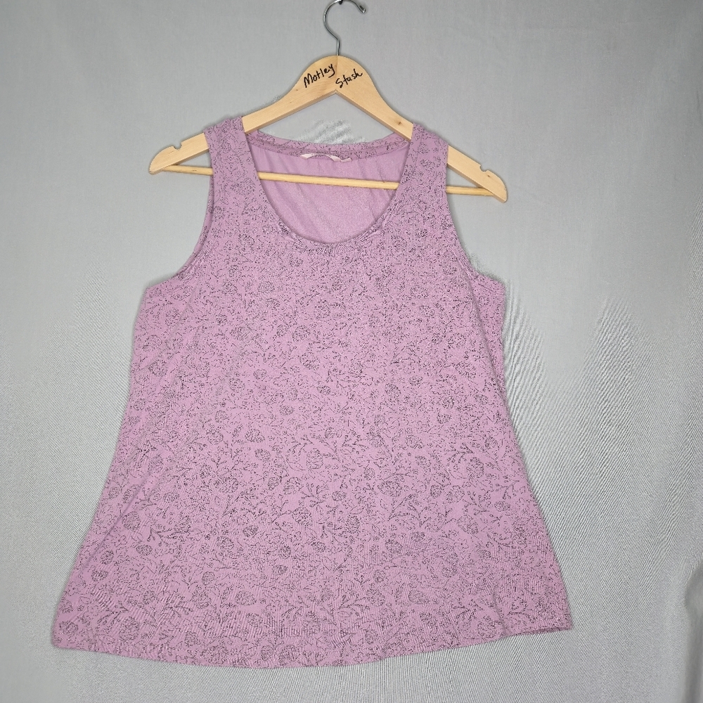 La Vie En Rose Pajama Top In Pink With Delicate Floral Pattern Size M